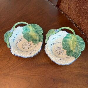 Set of 2 Vintage Cherubini Handmade Ceramic Foral Bowls Made in Italy